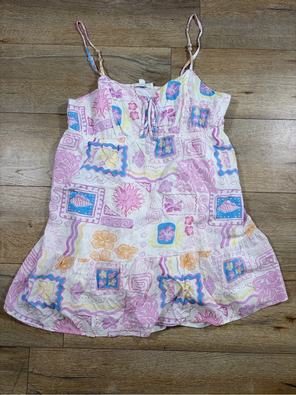 Hippie Rose Pink Floral Patchwork Camisole Dress with Blue & Yellow Accents